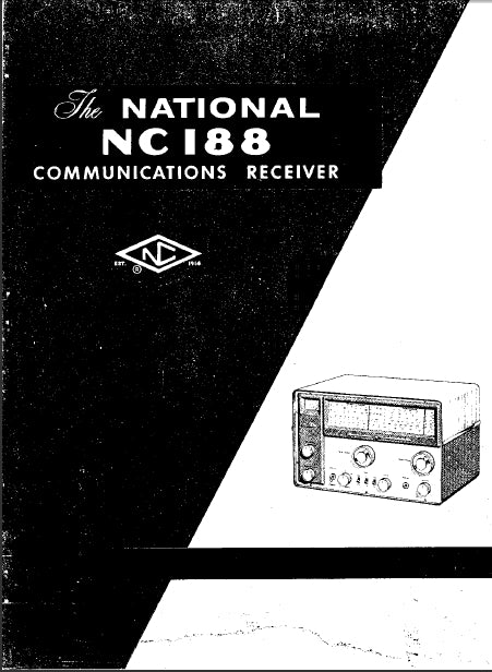 NATIONAL NC-188 COMMUNICATIONS RECEIVER INSTRUCTION MANUAL 12 PAGES ENG