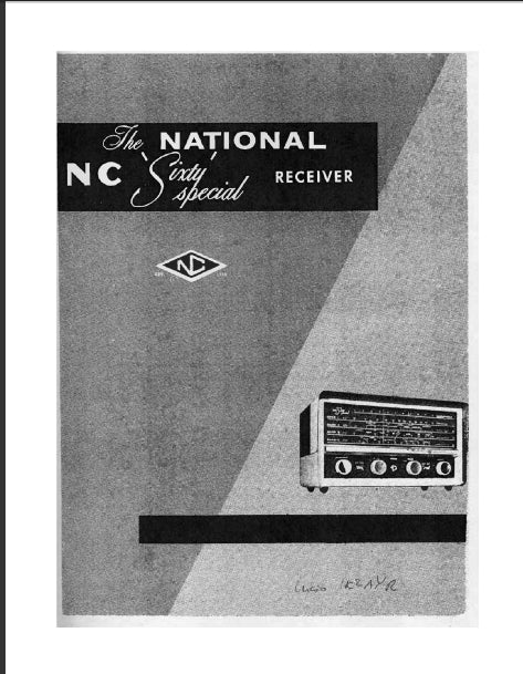 NATIONAL NC-60 RECEIVER INSTRUCTION MANUAL 9 PAGES ENG