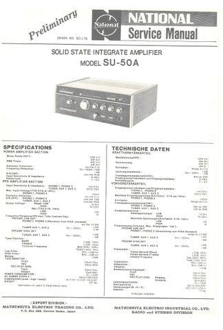 NATIONAL SU-50A SOLID STATE INTEGRATED AMPLIFIER SERVICE MANUAL INC SCHEM DIAGS 9 PAGES ENG