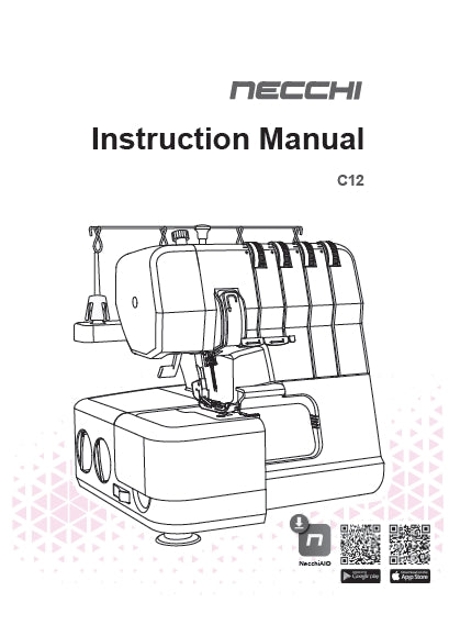 NECCHI C12 SEWING MACHINE INSTRUCTION MANUAL 52 PAGES ENGLISH