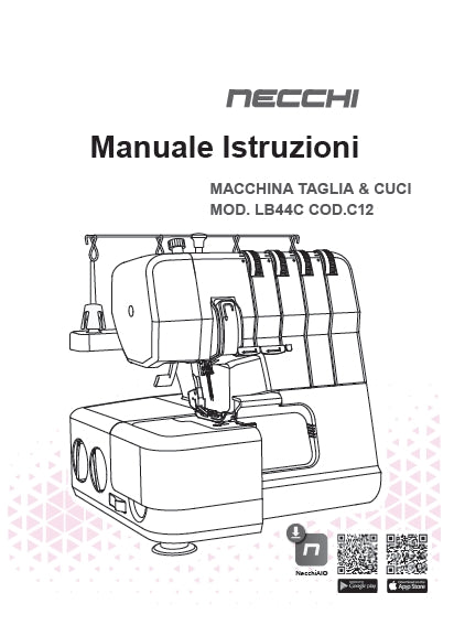 NECCHI C12 MACCHINA TAGLIA & CUCI MANUALE ISTRUZIONI 52 PAGES ITALIANO