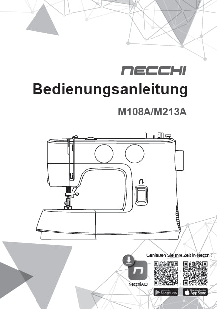 NECCHI M108A M213A NAHMASCHINE BEDIENUNGSANLEITUNG 52 SEITE DEUTSCH