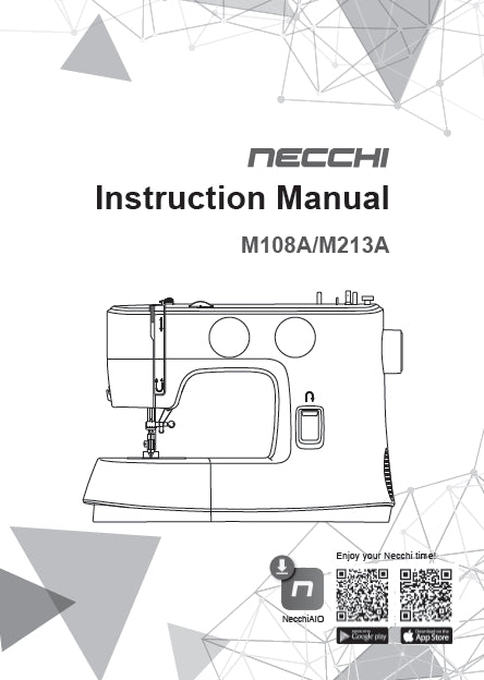 NECCHI M108A M213A SEWING MACHINE INSTRUCTION MANUAL 52 PAGES ENGLISH