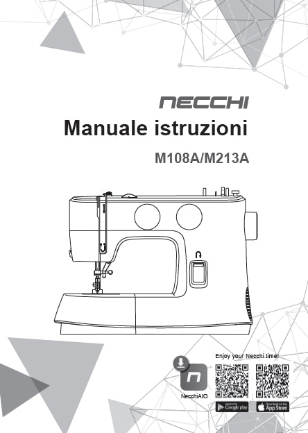 NECCHI M108A M213A MACCHINA PER CUCIRE MANUALE ISTRUZIONI 53 PAGES ITALIANO