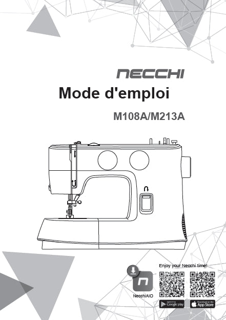 NECCHI M108A M213A MACHINE A COUDRE MODE D'EMPLOI 52 PAGES EN FRANCAIS