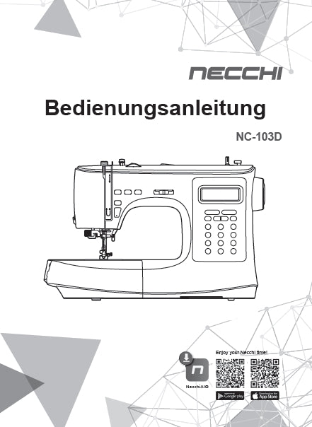 NECCHI NC-103D NAHMASCHINE BEDIENUNGSANLEITUNG 88 SEITE DEUTSCH