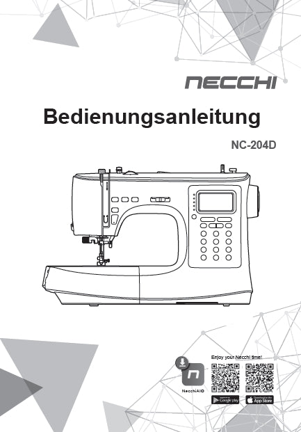 NECCHI NC-204D NAHMASCHINE BEDIENUNGSANLEITUNG 92 SEITE DEUTSCH