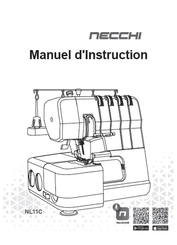 NECCHI NL11C MACHINE A COUDRE MANUEL D'INSTRUCTION 52 PAGES EN FRANCAIS