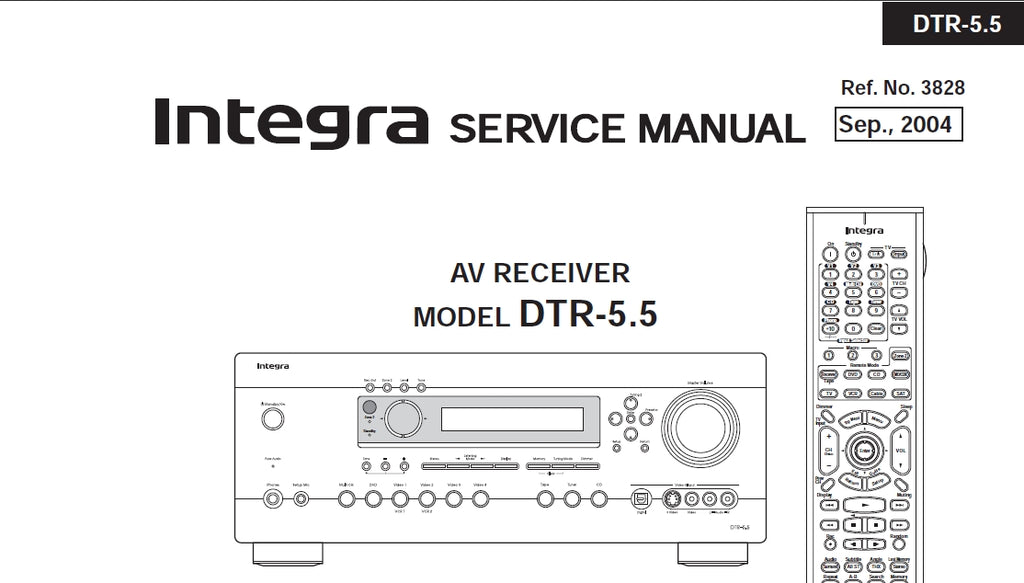 ONKYO DTR-5.5 INTEGRA AV RECEIVER SERVICE MANUAL INC SCHEM DIAGS 103 PAGES ENG