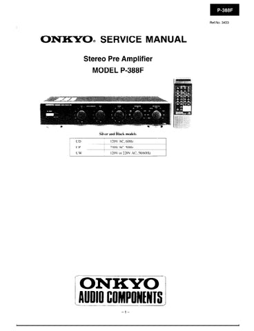 ONKYO P-388F STEREO PRE AMPLIFIER SERVICE MANUAL INC SCHEM DIAG 17 PAGES ENG