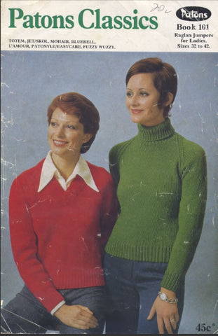 PATONS CLASSICS 101 KNITTING PATTERNS FOR JUMPERS KNITTING BOOK 20 PAGES ENG