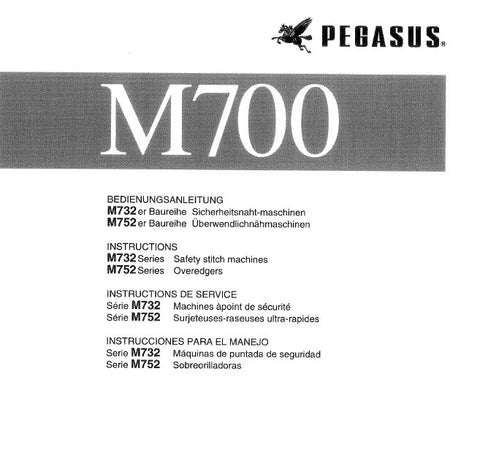 PEGASUS M700 SEWING MACHINE INSTRUCTION MANUAL 44 PAGES ENG DE FR ESP