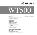 PEGASUS WT500 WT562-01N SEWING MACHINE INSTRUCTION MANUAL 40 PAGES ENG DE FR ESP