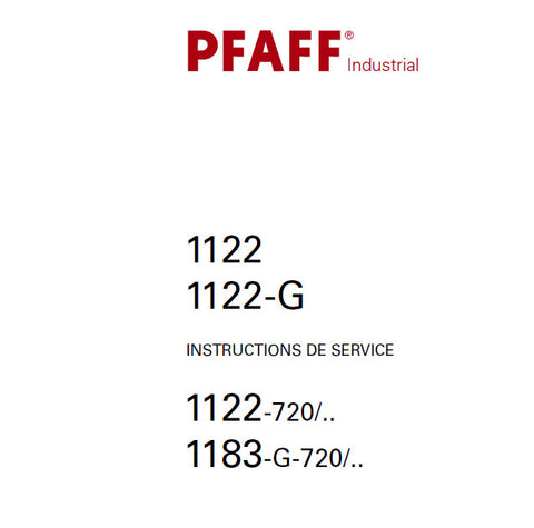 PFAFF 1122 1122-G 1122-720 1122-G-720 SEWING MACHINE INSTRUCTIONS DE SERVICE 46 PAGES FRANC