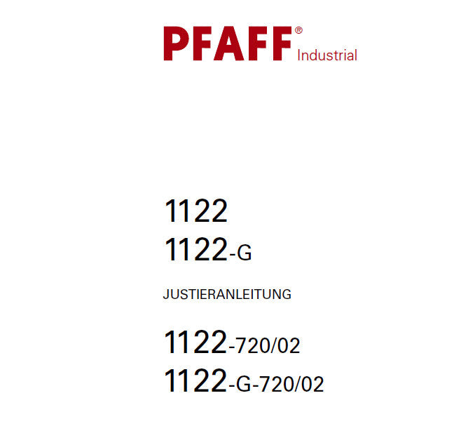 PFAFF 1122 1122-G 1122-720/02 1122-G-720/02 SEWING MACHINE JUSTIERANLEITUNG 34 SEITE DEUT