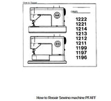 PFAFF 1196 1197 1199 1211 1212 1213 1214 1221 1222 SEWING MACHINE SERVICE REPAIR MANUAL 112 PAGES ENG