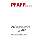 PFAFF 2481-3/01-980/30 PLUSLINE SEWING MACHINE ADJUSTMENT MANUAL 60 PAGES ENG