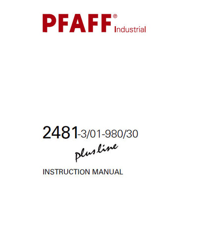 PFAFF 2481-3/01-980/30 PLUSLINE SEWING MACHINE INSTRUCTION MANUAL 70 PAGES ENG