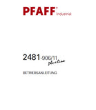 PFAFF 2481-906/11 PLUSLINE SEWING MACHINE BETRIEBSANLEITUNG 104 SEITE DEUT