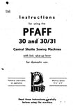 PFAFF 30 30-31 SEWING MACHINE INSTRUCTIONS 13 PAGES ENG