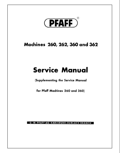 PFAFF 260 262 360 362 SEWING MACHINE SERVICE MANUAL 71 PAGES ENGLISH