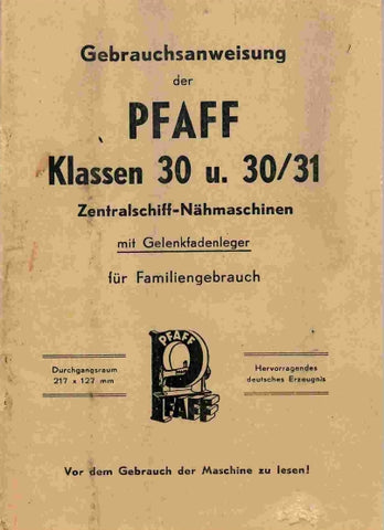 PFAFF 30 30-31 NAHMASCHINE GEBRAUCHSANWEISUNG 15 SEITE DEUTSCH