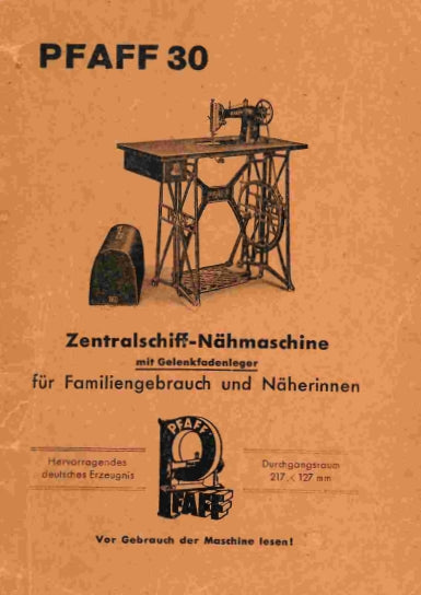 PFAFF 30 NAHMASCHINE GEBRAUCHSANWEISUNG 19 SEITE DEUTSCH