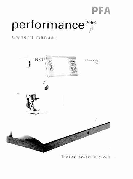 PFAFF PERFORMANCE 2056 SEWING MACHINE OWNERS MANUAL 110 PAGES ENG