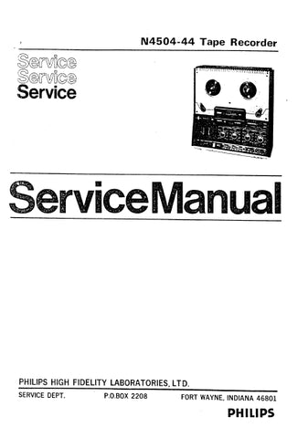 PHILIPS N4504-44 4 TRACK STEREO TAPE RECORDER SERVICE MANUAL INC SCHEMATIC DIAGRAMS 25 PAGES ENG