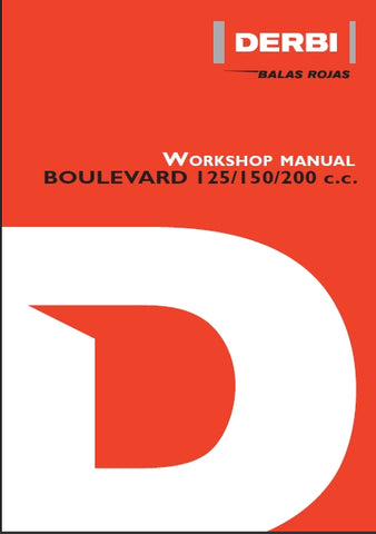 PIAGGIO DERBI BOULEVARD 125 150 200 SCOOTER 2002 WORKSHOP MANUAL 100 PAGES ENGLISH
