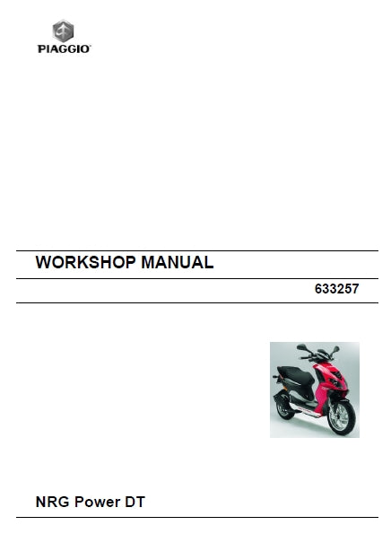PIAGGIO NRG POWER DT SCOOTER 2007 WORKSHOP MANUAL 171 PAGES ENGLISH