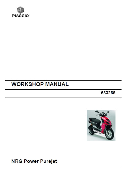 PIAGGIO NRG POWER PUREJET SCOOTER 2007 WORKSHOP MANUAL 248 PAGES ENGLISH
