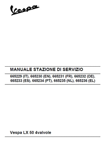 PIAGGIO VESPA LX50 2008 SCOOTER SERVICE STATION MANUAL 218 PAGES ENGLISH