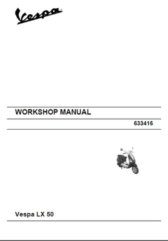 PIAGGIO VESPA LX50 SCOOTER WORKSHOP MANUAL 160 PAGES ENGLISH