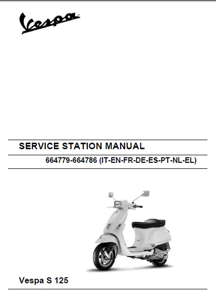 PIAGGIO VESPA S125 2007 SCOOTER SERVICE STATION MANUAL 240 PAGES ENGLISH