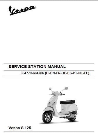 PIAGGIO VESPA S125 2007 SCOOTER SERVICE STATION MANUAL 240 PAGES ENGLISH