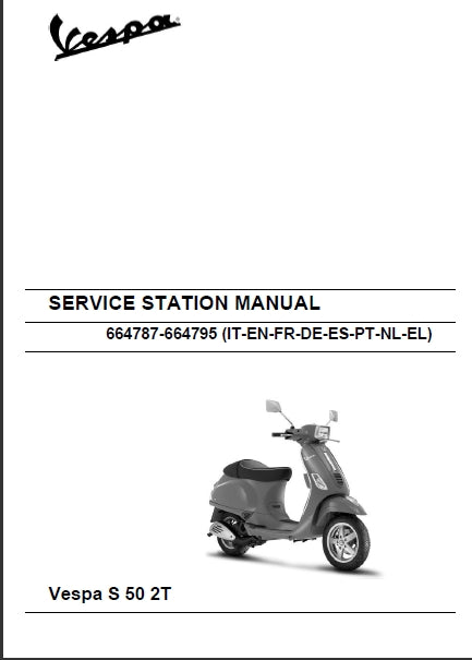 PIAGGIO VESPA S50 2T 2007 SCOOTER SERVICE STATION MANUAL 179 PAGES ENGLISH