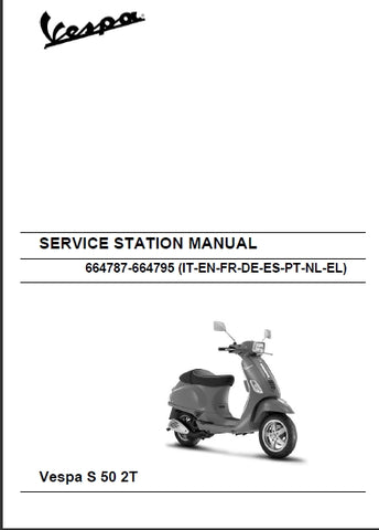 PIAGGIO VESPA S50 2T 2007 SCOOTER SERVICE STATION MANUAL 179 PAGES ENGLISH