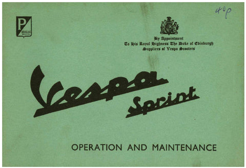 PIAGGIO VESPA SPRINT SCOOTER OPERATION AND MAINTENANCE 48 PAGES ENGLISH