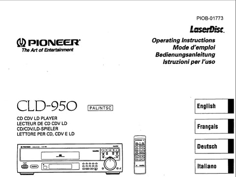 PIONEER CLD-950 CD CDV LD PLAYER OPERATING INSTRUCTIONS 90 PAGES ENG FR DE IT