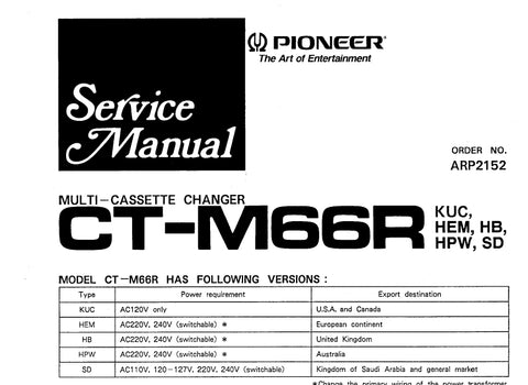 PIONEER CT-M66R MULTI CASSETTE CHANGER SERVICE MANUAL INC BLK DIAG PCBS SCHEM DIAGS AND PARTS LIST 62 PAGES ENG