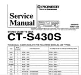 PIONEER CT-S440S CT-S430S CASSETTE TAPE DECK SERVICE MANUAL INC BLK DIAG PCBS SCHEM DIAGS AND PARTS LIST 36 PAGES ENG