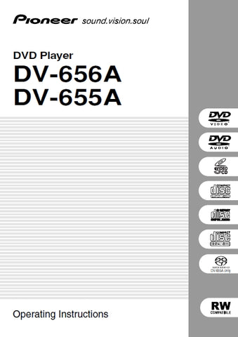 PIONEER DV-656A DV-655A DVD PLAYER OPERATING INSTRUCTIONS 80 PAGES ENG