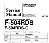 PIONEER F-504RDS F-505RDS-G FM AM DIGITAL SYNTHESIZER TUNER SERVICE MANUAL INC BLK DIAG PCBS SCHEM DIAGS AND PARTS LIST 22 PAGES ENG