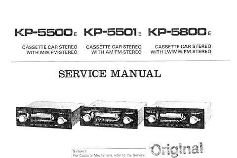 PIONEER KP-5500 KP-5501 KP-5800 CASSETTE CAR STEREO SERVICE MANUAL INC BLK DIAGS PCBS SCHEM DIAGS AND PARTS LIST 30 PAGES ENG