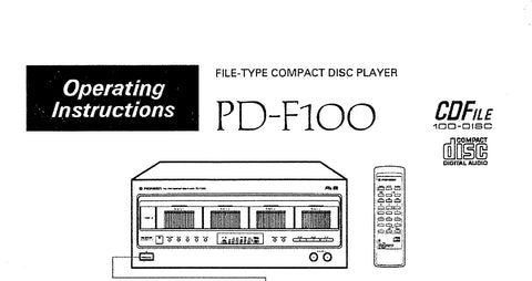 PIONEER PD-F100 FILE TYPE CD PLAYER OPERATING INSTRUCTIONS 19 PAGES ENG