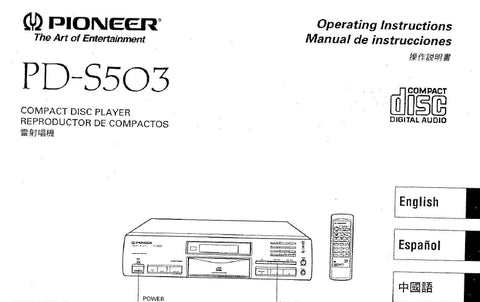 PIONEER PD-S503 CD PLAYER OPERATION MANUAL 16 PAGES ENG