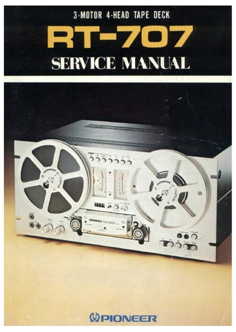 PIONEER RT-707 3 MOTOR 4 HEAD TAPE DECK SERVICE MANUAL INC BLK DIAG CONN DIAG LEVEL DIAG PCBS SCHEM DIAGS AND PARTS LIST 85 PAGES ENG