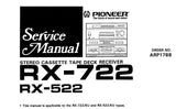 PIONEER RX-1220 RX-722 RX-522 STEREO CASSETTE TAPE DECK RECEIVER SERVICE MANUAL INC PCBS SCHEM DIAGS AND PARTS LIST 30 PAGES ENG
