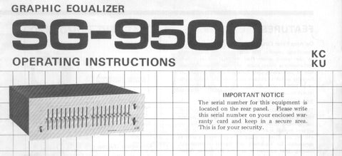 PIONEER SG-9500 GRAPHIC EQUALIZER OPERATING INSTRUCTIONS 10 PAGES ENG